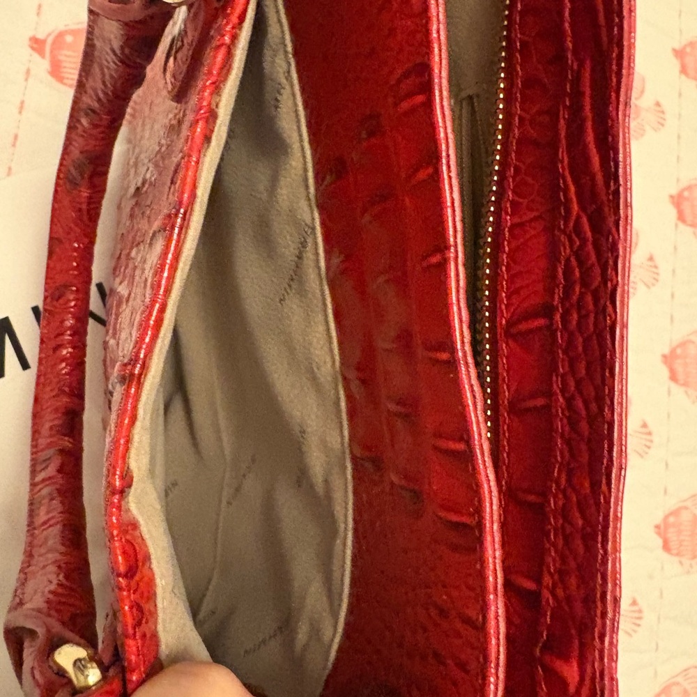 Brahmin Red Croc-Embossed Lena Satchel - Picture 10 of 13